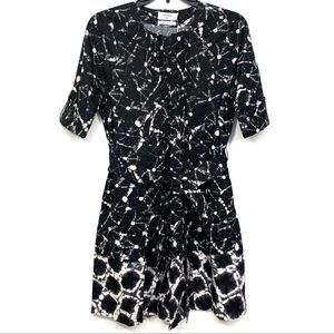 Thakoon Shibori Print Elbow Sleeve Button-Front Mini Shirtdress Size XS